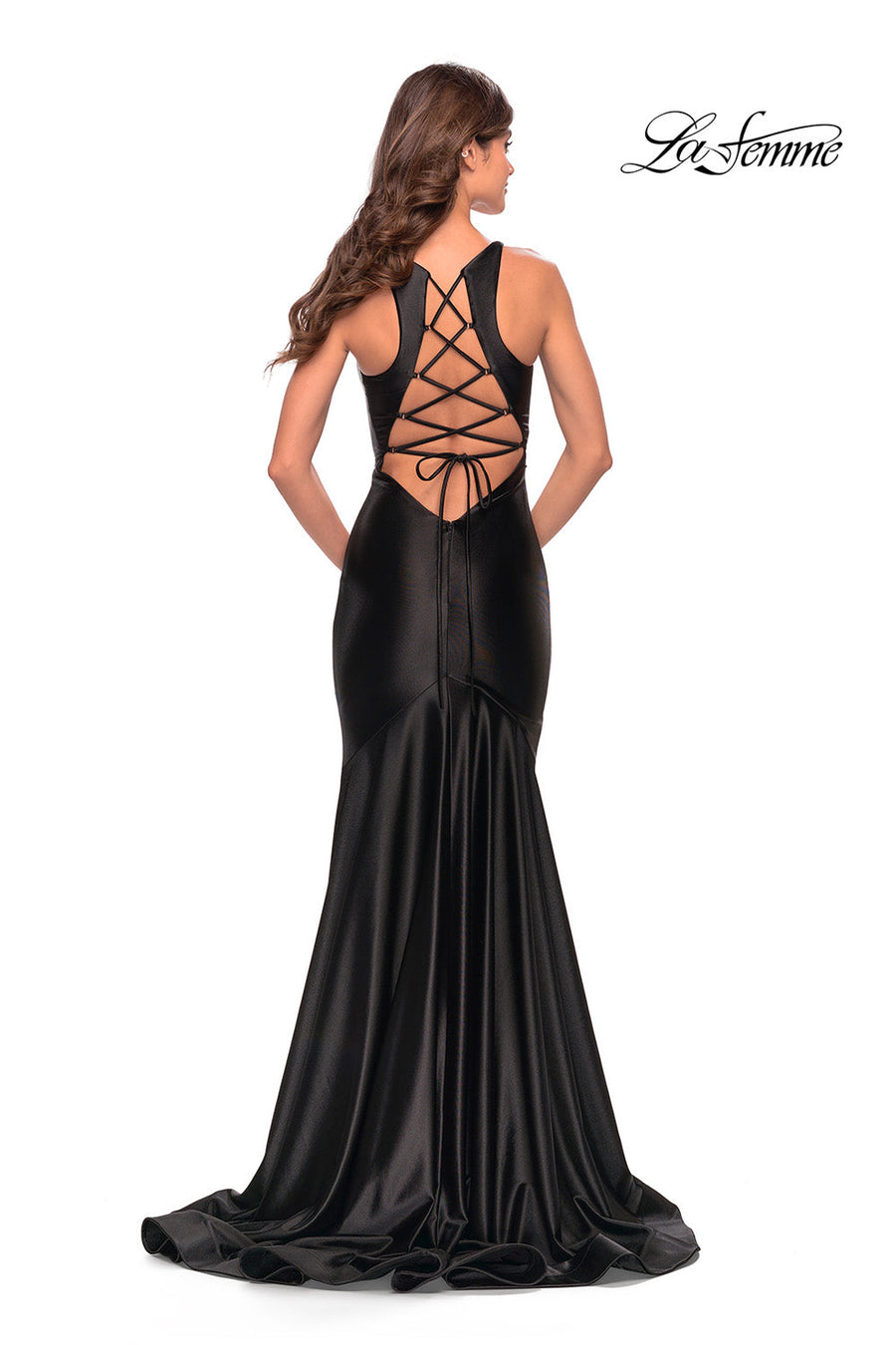 La Femme 31377 prom dress images.  La Femme 31377 is available in these colors: Black, Dark Emerald, Deep Red, Royal Blue.