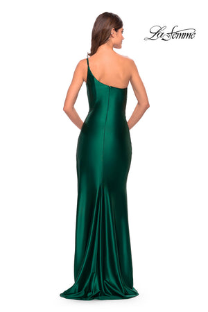 La Femme 31391 prom dress images.  La Femme 31391 is available in these colors: Black, Blush, Bronze, Dark Emerald, Red, Royal Blue, Royal Purple, Silver.