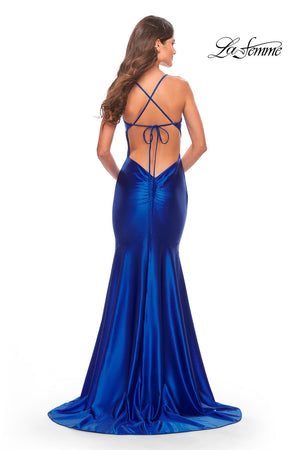 La Femme 31397 prom dress images.  La Femme 31397 is available in these colors: Bronze, Dark Emerald, Deep Red, Royal Blue.