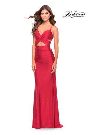 La Femme 31399 prom dress images.  La Femme 31399 is available in these colors: Emerald, Red, Royal Blue.