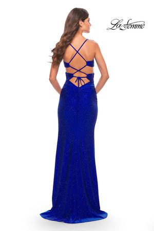 La Femme 31399 prom dress images.  La Femme 31399 is available in these colors: Emerald, Red, Royal Blue.