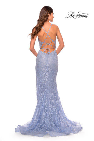 La Femme 31404 prom dress images.  La Femme 31404 is available in these colors: Hot Coral, Light Periwinkle, Neon Pink.