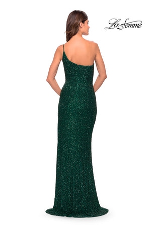 La Femme 31427 prom dress images.  La Femme 31427 is available in these colors: Emerald, Red.