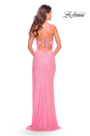 La Femme 31444 prom dress images.  La Femme 31444 is available in these colors: Light Blue, Light Pink, Periwinkle.