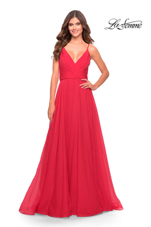 La Femme 31500 prom dress images.  La Femme 31500 is available in these colors: Dark Emerald, Lavender, Red.