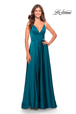 La Femme 31505 prom dress images.  La Femme 31505 is available in these colors: Lavender, Nude, Silver, Teal.