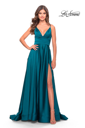 La Femme 31505 prom dress images.  La Femme 31505 is available in these colors: Lavender, Nude, Silver, Teal.