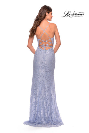 La Femme 31510 prom dress images.  La Femme 31510 is available in these colors: Hot Coral, Light Periwinkle.