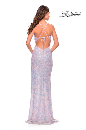 La Femme 31517 prom dress images.  La Femme 31517 is available in these colors: Hot Coral, Light Periwinkle.