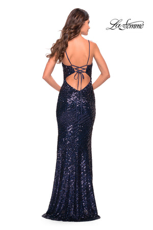 La Femme 31518 prom dress images.  La Femme 31518 is available in these colors: Navy.