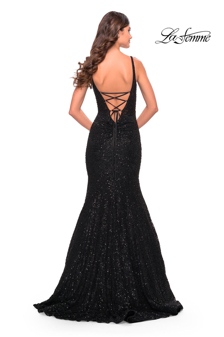 La Femme 31524 prom dress images.  La Femme 31524 is available in these colors: Black.