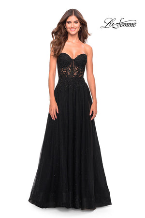 La Femme 31525 prom dress images.  La Femme 31525 is available in these colors: Black.