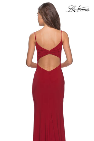 La Femme 28079 prom dress images.  La Femme 28079 is available in these colors: Black, Deep Red, Navy.