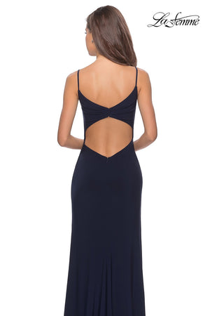 La Femme 28079 prom dress images.  La Femme 28079 is available in these colors: Black, Deep Red, Navy.