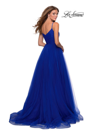 La Femme 28123 prom dress images.  La Femme 28123 is available in these colors: Black, Electric Blue, Lilac Mist, Neon Pink, Red.