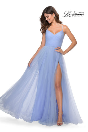La Femme 28123 prom dress images.  La Femme 28123 is available in these colors: Black, Electric Blue, Lilac Mist, Neon Pink, Red.