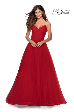 La Femme 28123 prom dress images.  La Femme 28123 is available in these colors: Black, Electric Blue, Lilac Mist, Neon Pink, Red.