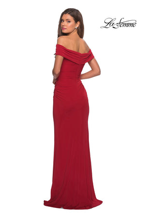 La Femme 28132 prom dress images.  La Femme 28132 is available in these colors: Black, Deep Red, White.