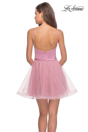 La Femme 28156 prom dress images.  La Femme 28156 is available in these colors: Black, Blush.