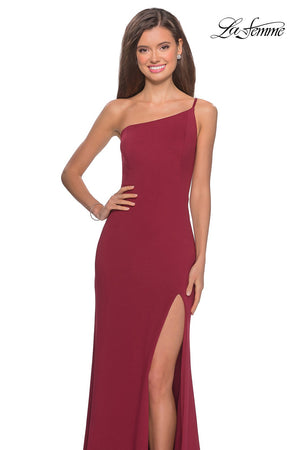 La Femme 28176 prom dress images.  La Femme 28176 is available in these colors: Black, Burgundy, White, Yellow.