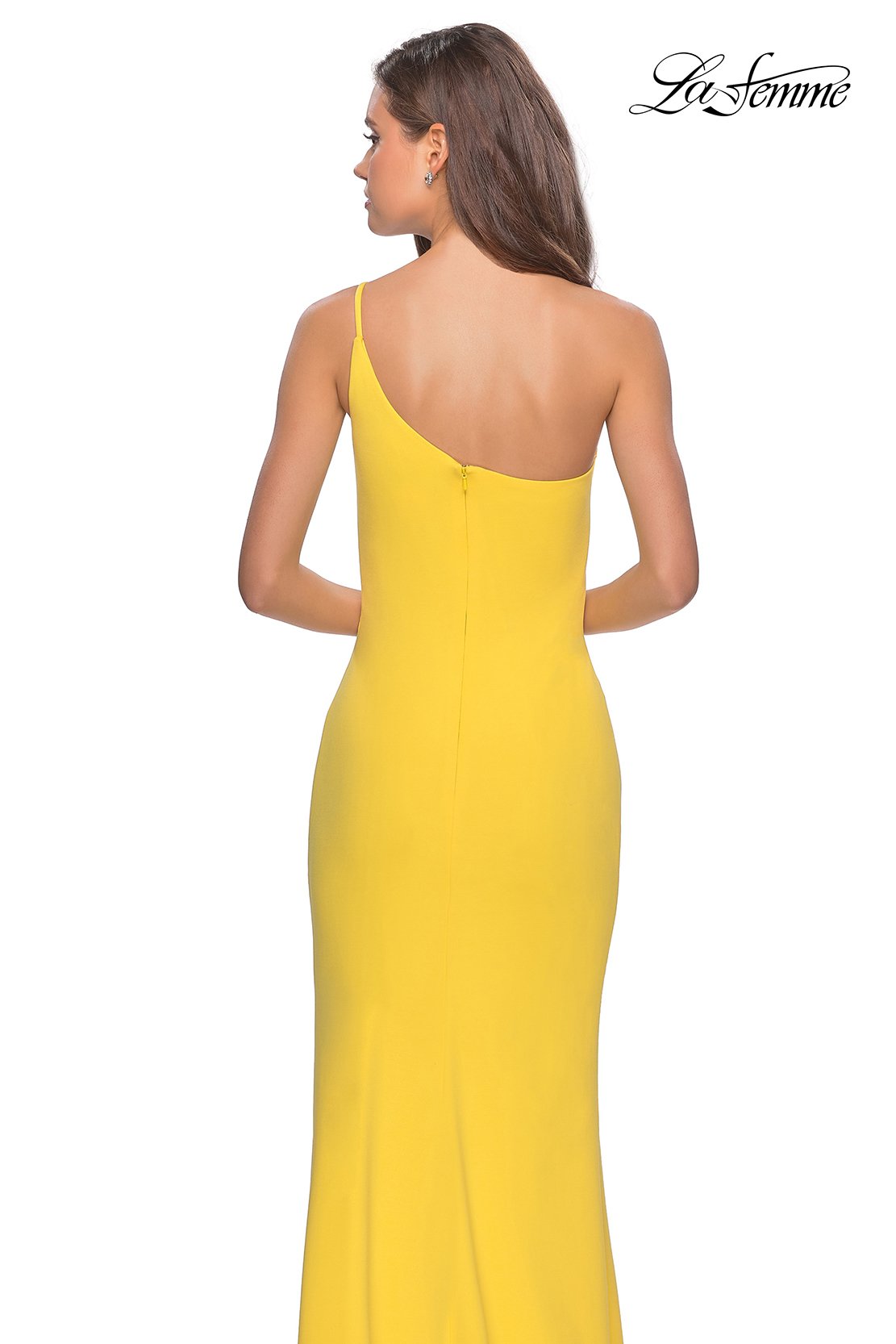 La Femme 28176 prom dress images.  La Femme 28176 is available in these colors: Black, Burgundy, White, Yellow.
