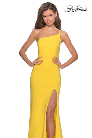 La Femme 28176 prom dress images.  La Femme 28176 is available in these colors: Black, Burgundy, White, Yellow.