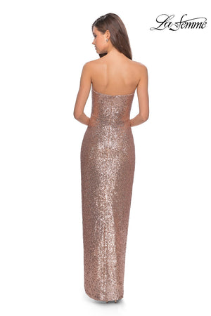 La Femme 28180 prom dress images.  La Femme 28180 is available in these colors: Black, Rose Gold.