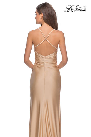 La Femme 28206 prom dress images.  La Femme 28206 is available in these colors: Black, Burgundy, Nude.
