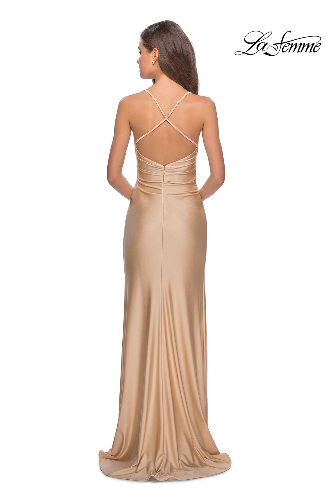 La Femme 28206 prom dress images.  La Femme 28206 is available in these colors: Black, Burgundy, Nude.