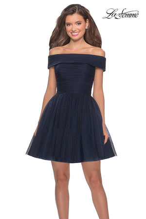 La Femme 28234 prom dress images.  La Femme 28234 is available in these colors: Navy.