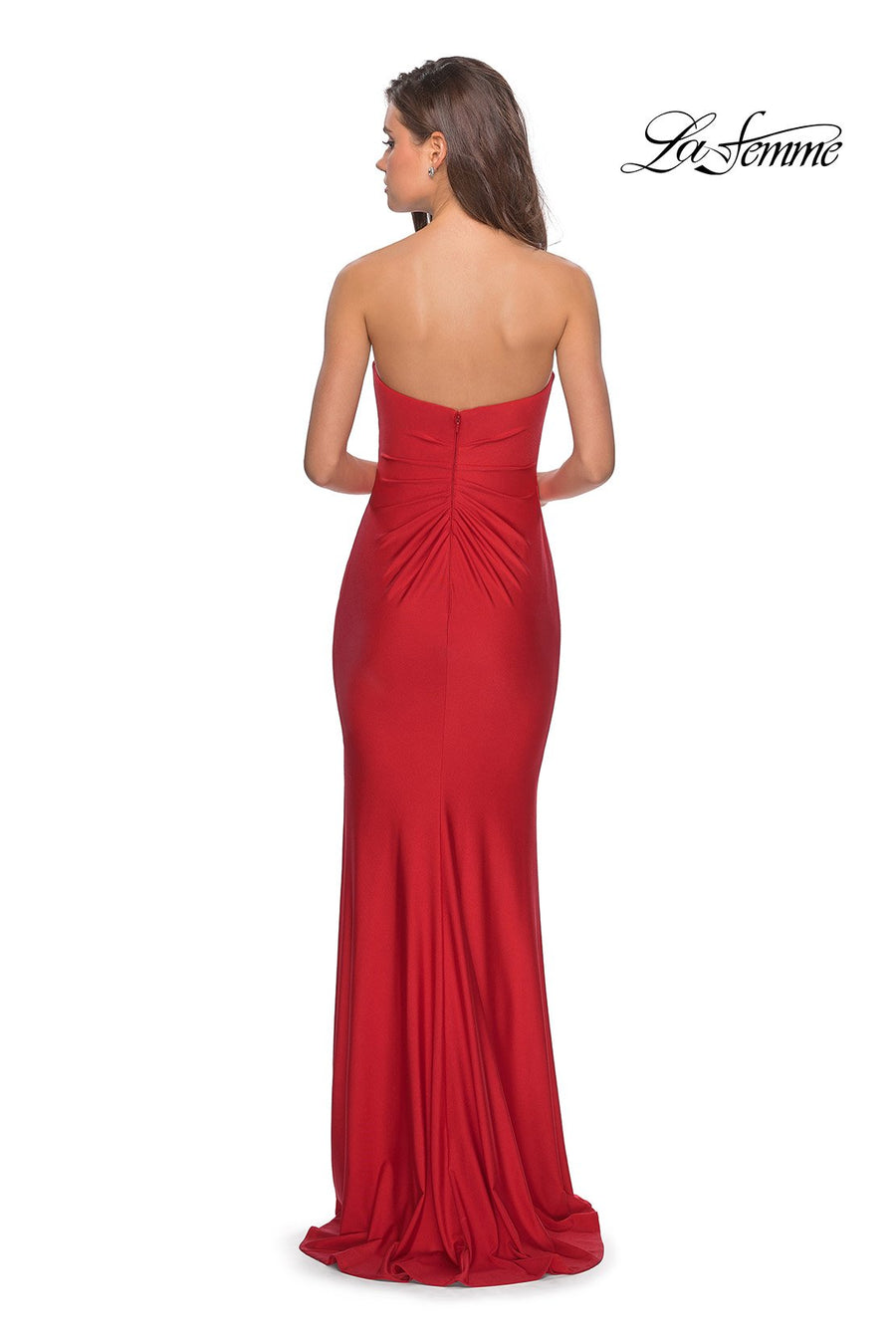 La Femme 28269 prom dress images.  La Femme 28269 is available in these colors: Dark Berry, Mauve, Red, Royal Blue.