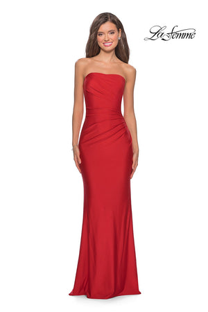 La Femme 28269 prom dress images.  La Femme 28269 is available in these colors: Dark Berry, Mauve, Red, Royal Blue.
