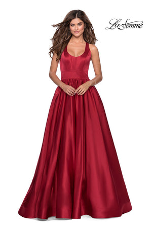 La Femme 28281 prom dress images.  La Femme 28281 is available in these colors: Black, Deep Red, Emerald, Sapphire Blue, White.