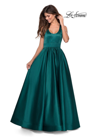 La Femme 28281 prom dress images.  La Femme 28281 is available in these colors: Black, Deep Red, Emerald, Sapphire Blue, White.