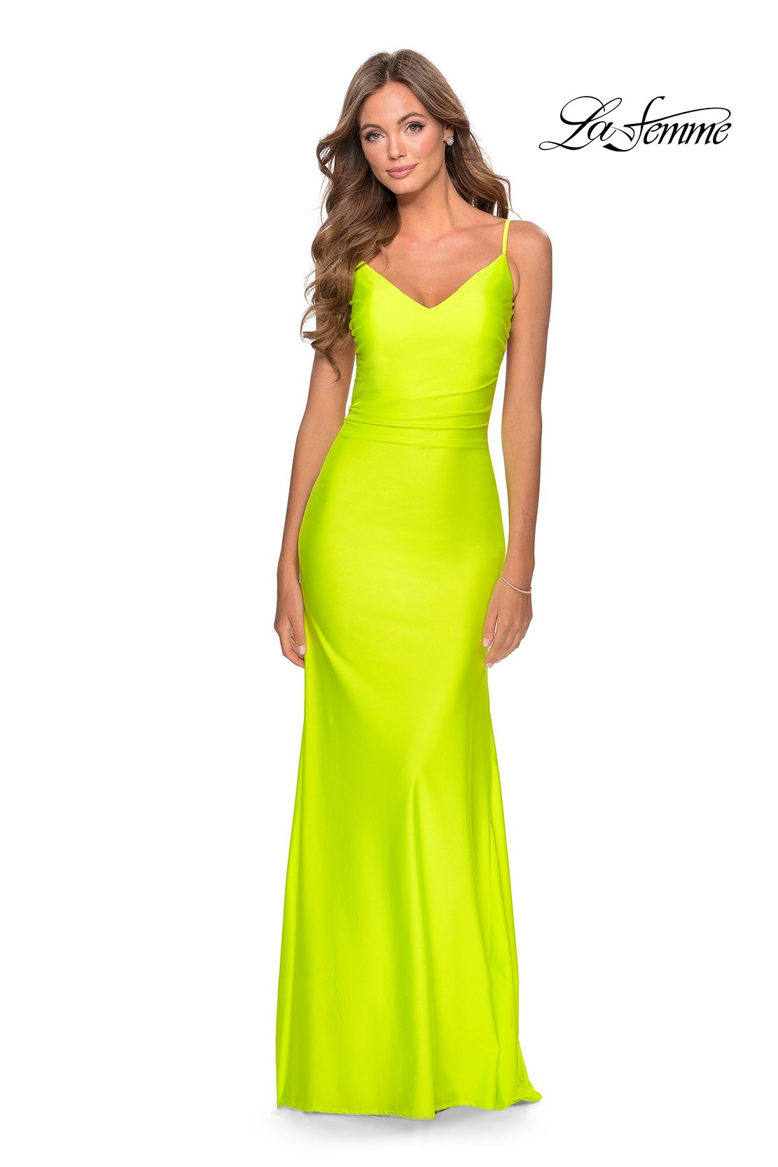 La Femme 28287 prom dress images.  La Femme 28287 is available in these colors: Black, Hot Pink, Neon Yellow, Royal Blue.