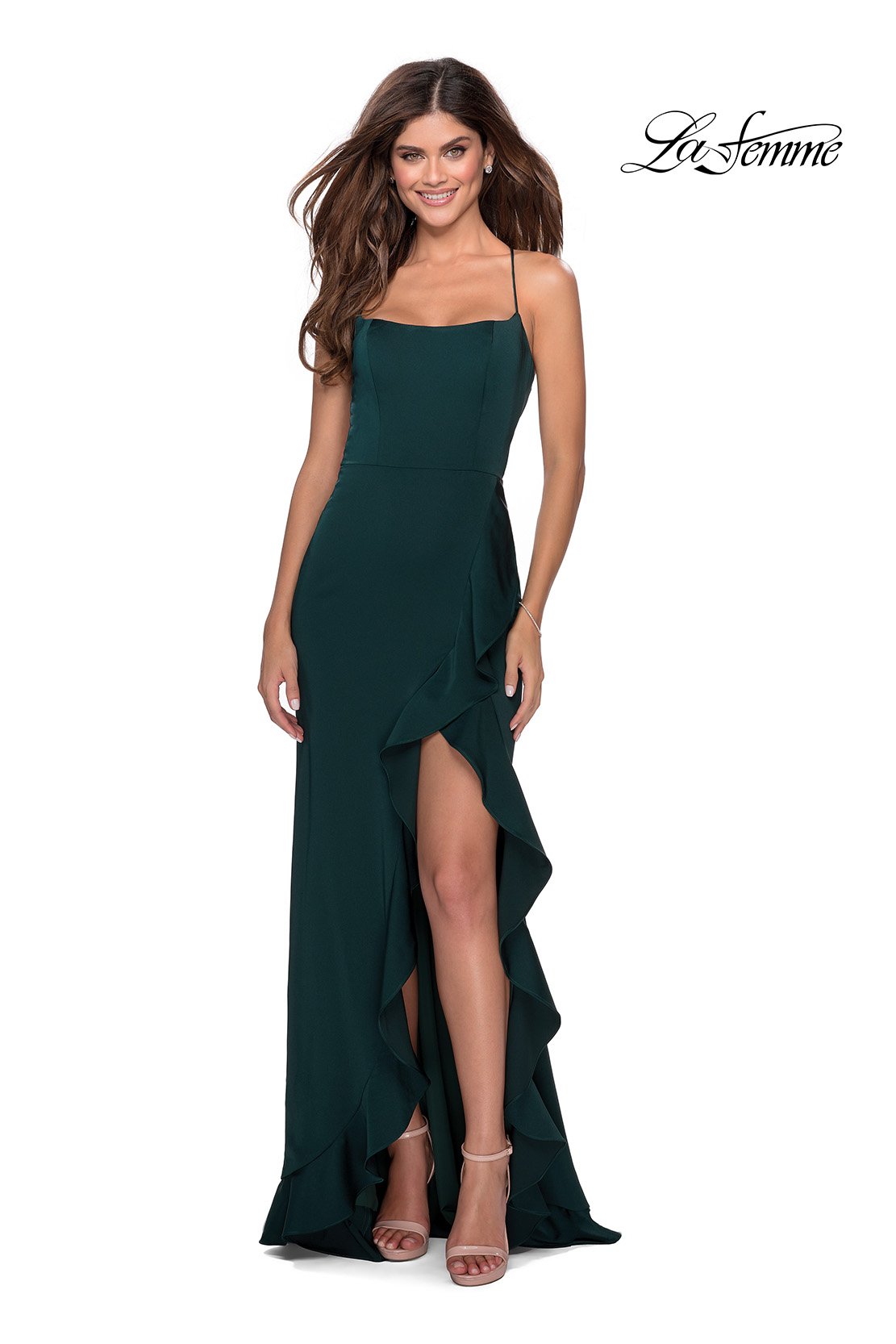 La Femme 28294 prom dress images.  La Femme 28294 is available in these colors: Black, Emerald, Mauve, Pale Yellow, Red, Royal Blue, Royal Purple, White, Wine.