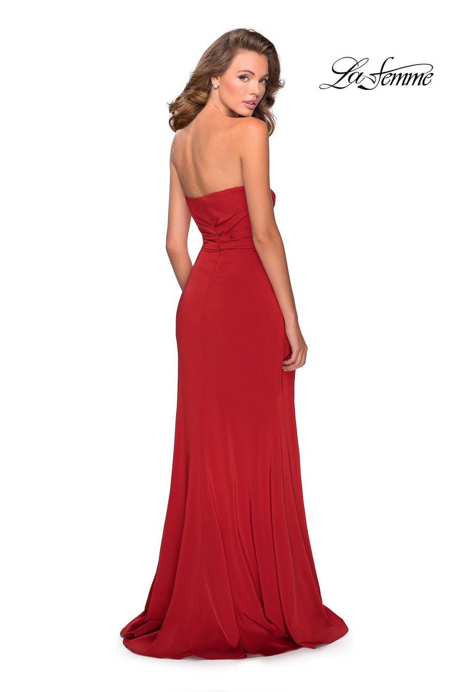 La Femme 28334 prom dress images.  La Femme 28334 is available in these colors: Black, Emerald, Red, Royal Blue.