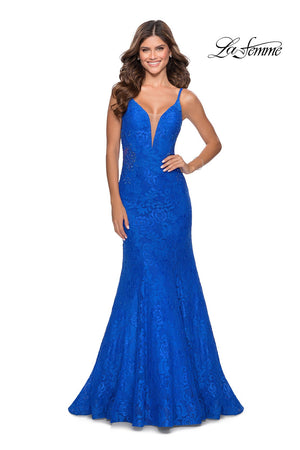 La Femme 28355 prom dress images.  La Femme 28355 is available in these colors: Black, Electric Blue, Neon Pink.