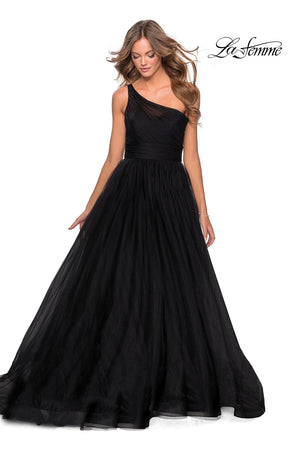 La Femme 28383 prom dress images.  La Femme 28383 is available in these colors: Black.