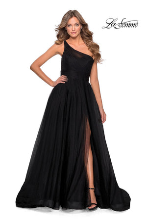 La Femme 28383 prom dress images.  La Femme 28383 is available in these colors: Black.
