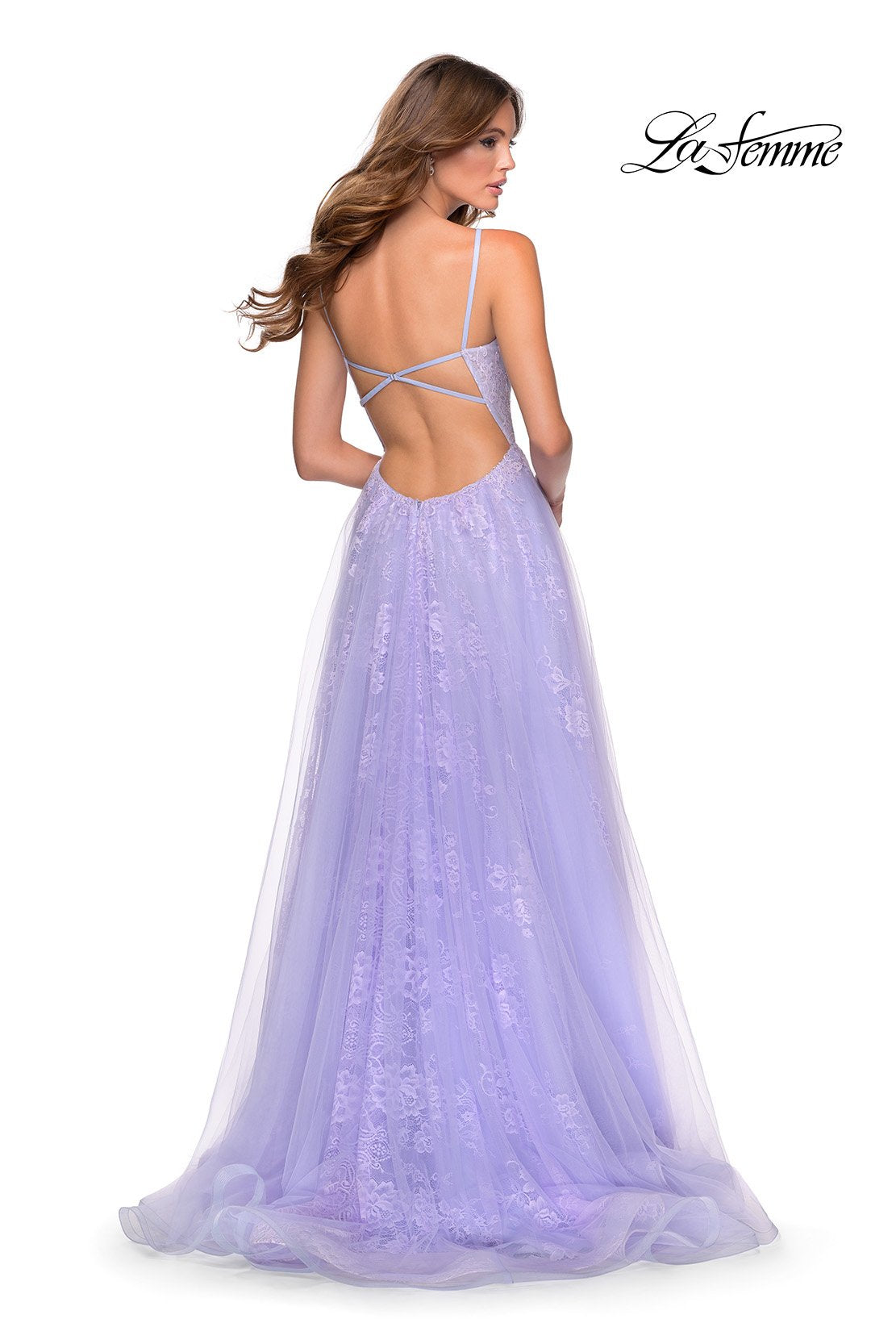La Femme 28387 prom dress images.  La Femme 28387 is available in these colors: Lavender.