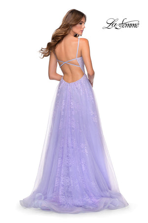 La Femme 28387 prom dress images.  La Femme 28387 is available in these colors: Lavender.