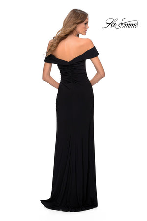 La Femme 28389 prom dress images.  La Femme 28389 is available in these colors: Black, Navy, Pale Yellow, Purple, Red.