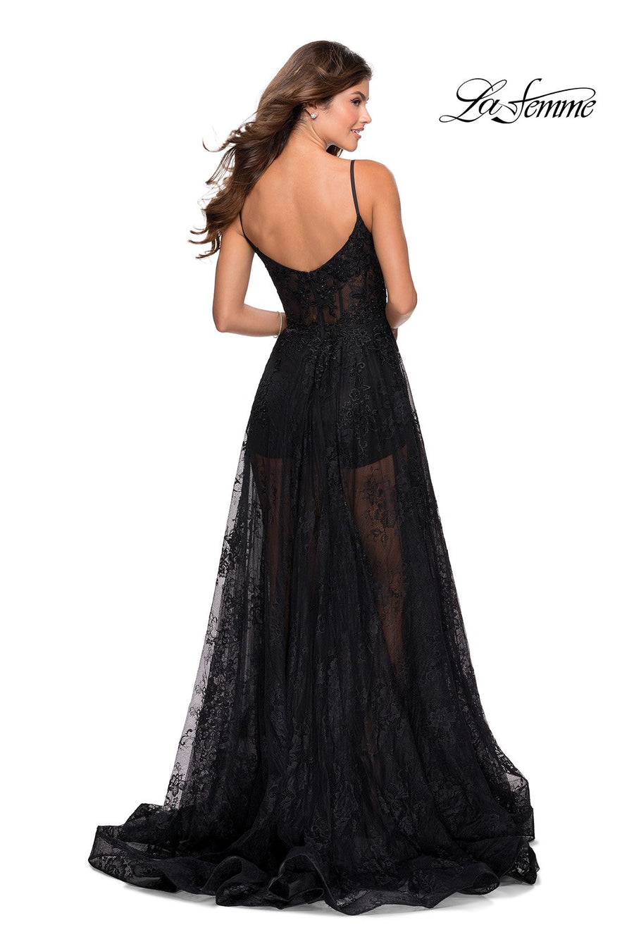 La Femme 28390 prom dress images.  La Femme 28390 is available in these colors: Black.
