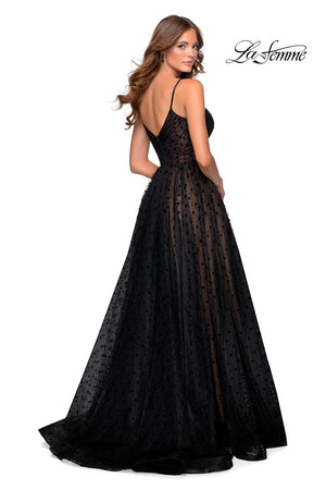 La Femme 28400 prom dress images.  La Femme 28400 is available in these colors: Black.