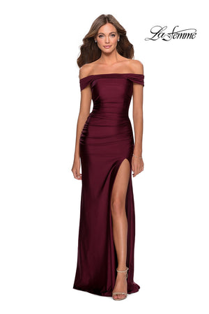 La Femme 28506 prom dress images.  La Femme 28506 is available in these colors: Black, Dark Berry, Hot Pink, Mauve, Royal Blue, Yellow.