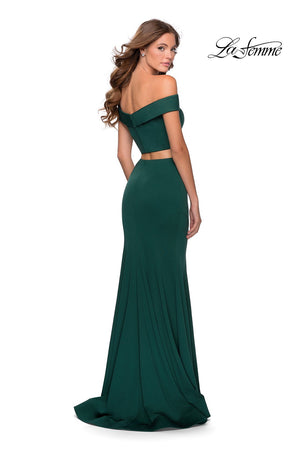La Femme 28521 prom dress images.  La Femme 28521 is available in these colors: Black, Emerald, Navy.