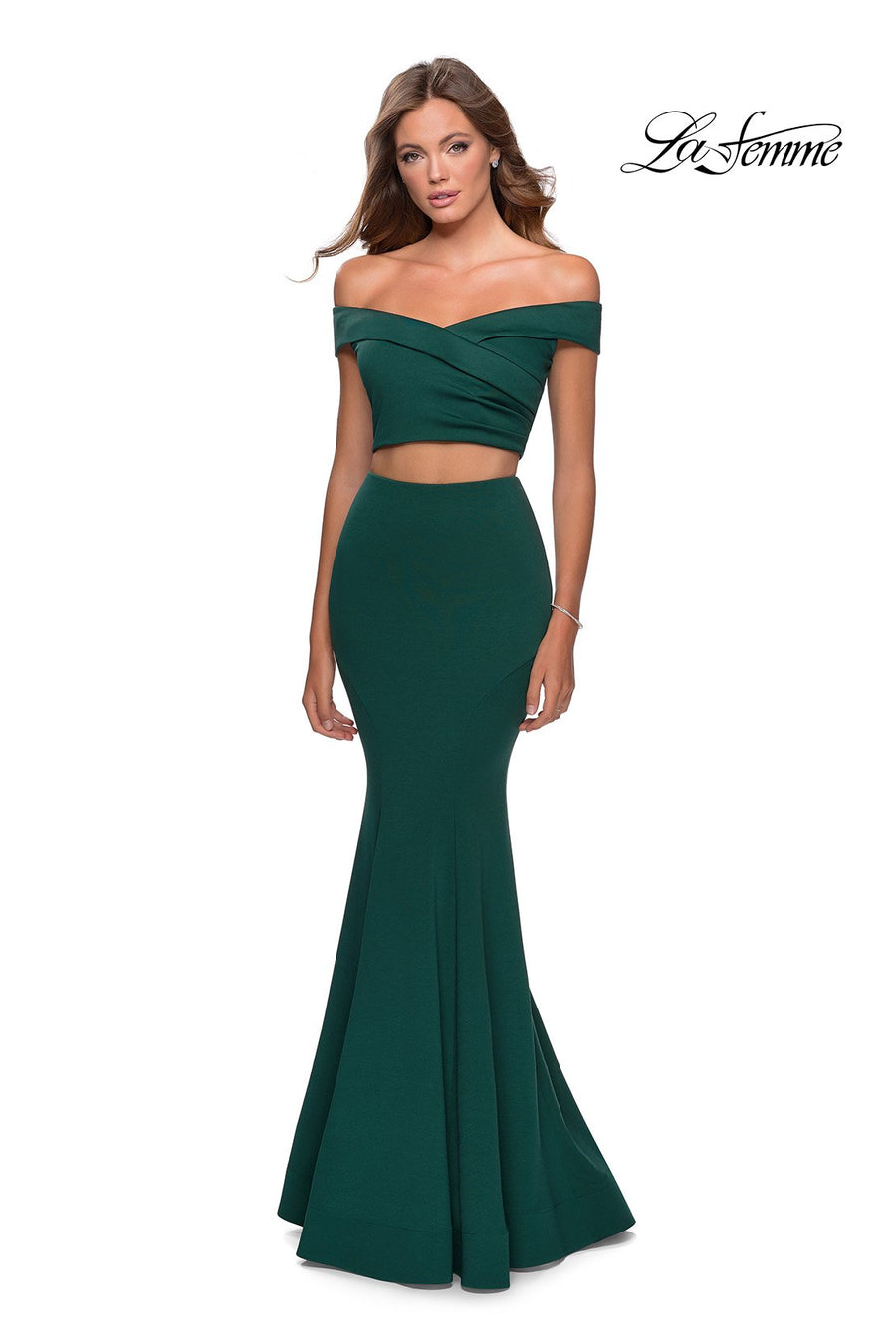 La Femme 28521 prom dress images.  La Femme 28521 is available in these colors: Black, Emerald, Navy.