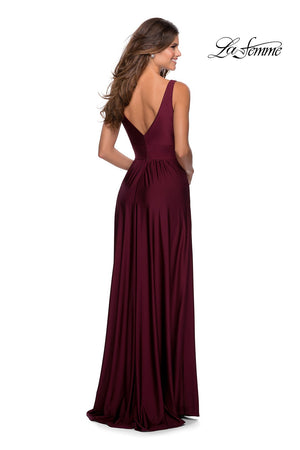 La Femme 28547 prom dress images.  La Femme 28547 is available in these colors: Black, Dark Berry, Mauve, Nude, Silver.