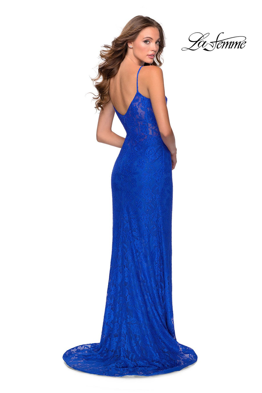 La Femme 28576 prom dress images.  La Femme 28576 is available in these colors: Royal Blue.